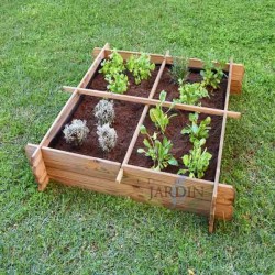 Huerto urbano de madera 100 x 100 x 20 cm, 4 departamentos. Perfecto para cultivar un huerto familiar en su hogar