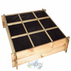 Jardim urbano de madeira 104x104x24 cm, 9 compartimentos