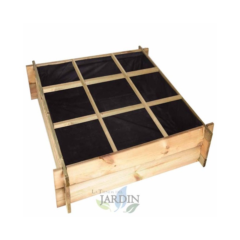 Fioriera in Legno Impregnato. Orto Urbano in Legno 104 x 104 x 24 cm, 9 Scomparti