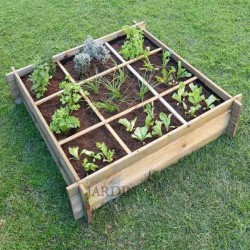 Huerto urbano de madera 104 x 104 x 24 cm, 9 departamentos. Perfecto para cultivar un huerto familiar en su hogar
