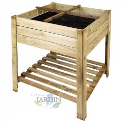 Mesa de cultivo quadrada de madeira 80 x 80 x 80 cm