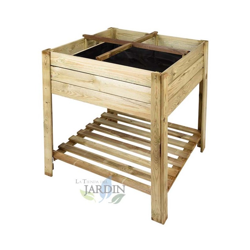 Mesa de cultivo quadrada de madeira 80x80x80 cm, ideal para jardins urbanos e jardinagem Mesa de cultivo quadrada de madeira 80x80x80 cm, ideal para jardins urbanos e jardinagem