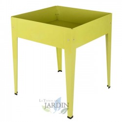 Mesa de cultivo quadrada de metal 60 x 60 x 82 cm amarela