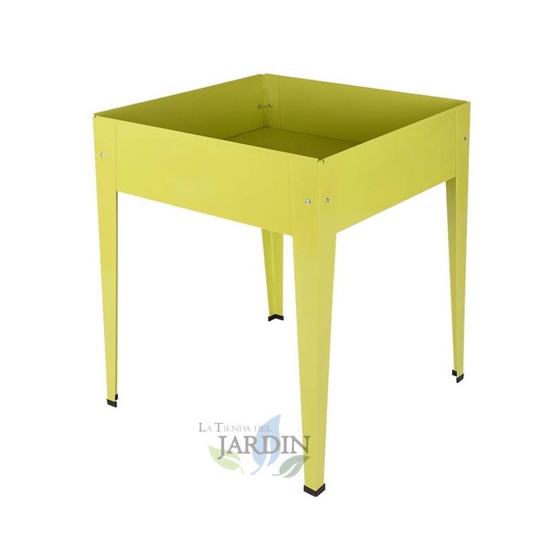 Square metal grow table 60 x 60 x 82 cm yellow