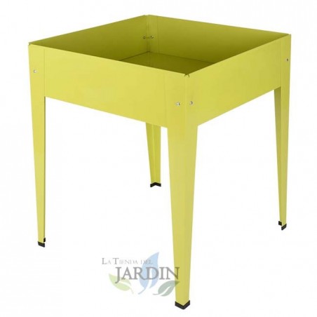 Square metal grow table 60 x 60 x 82 cm yellow