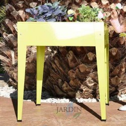 Mesa de cultivo quadrada de metal 60x60x82 cm amarela, resistente e prática para jardins urbanos