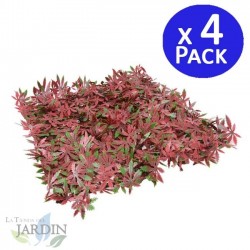 Lot de 4 Mur Végétal Artificiel Brise-Vue Verdissement Balcon Clôture de Jardin, avec Treillis, Feuilles de érable, 50 x 50 cm