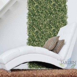 Lot de 4 Mur Végétal Artificiel Brise-Vue Verdissement Balcon Clôture de Jardin, avec Treillis, Feuilles de Flavo, 50 x 50 cm