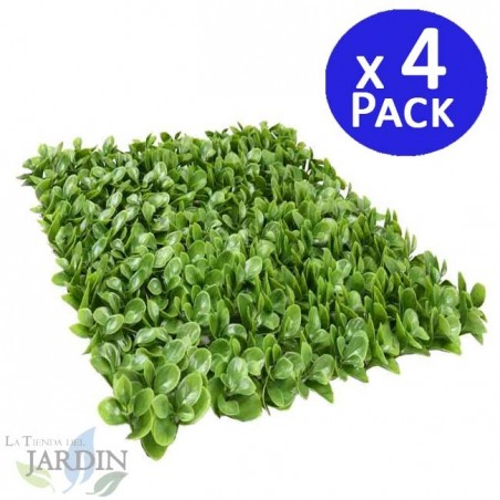 Lot de 4 Mur Végétal Artificiel Brise-Vue Verdissement Balcon Clôture de Jardin, avec Treillis, 50 x 50 cm