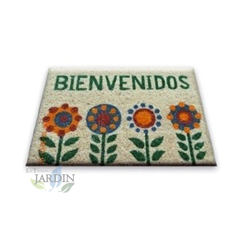 Capacho de boas-vindas 40x60 cm, 4 flores, fibra de coco natural, fácil de lavar e resistente às intempéries Capacho de boas-vindas 40x60 cm, 4 flores, fibra de coco natural, fácil de lavar e resistente às intempéries