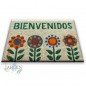Capacho de boas-vindas 40x60 cm, 4 flores, fibra de coco natural, fácil de lavar e resistente às intempéries Capacho de boas-vindas 40x60 cm, 4 flores, fibra de coco natural, fácil de lavar e resistente às intempéries