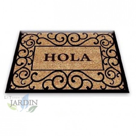 Capacho 40x60 cm hello rustic, fibra de coco natural, fácil de lavar e resistente às intempéries