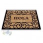 Felpudo 40x60 cm hola rustico, fibra de coco natural, fácil de lavar y resistente a la intemperie