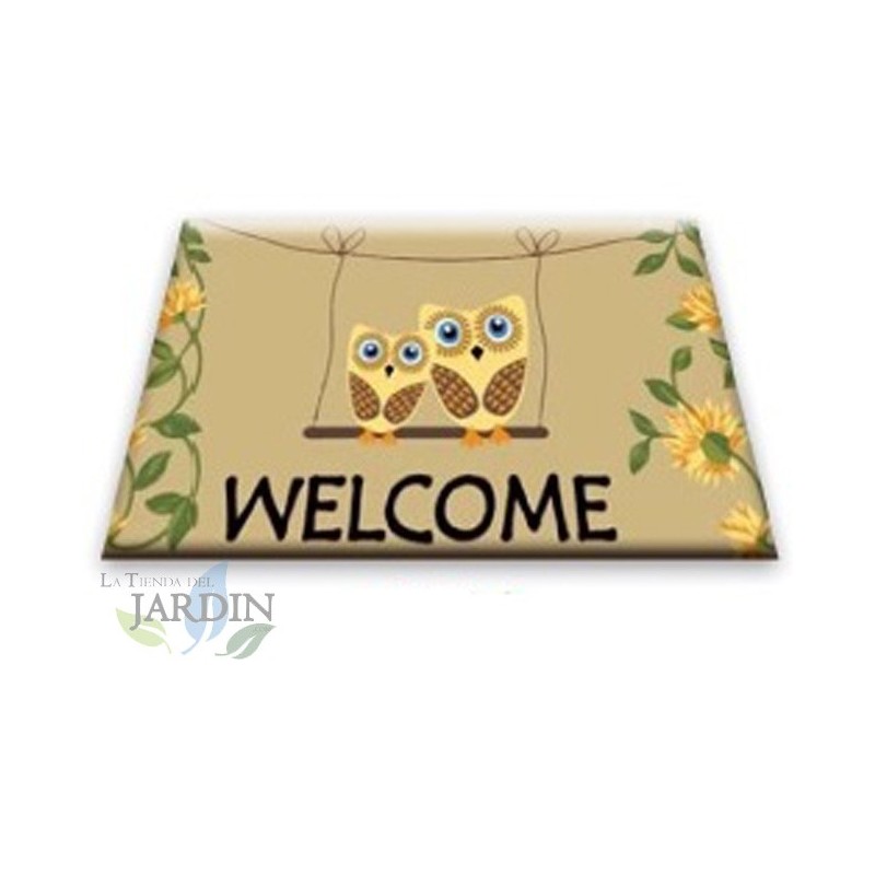 Felpudo 40x60 cm welcome pareja buhos, fibra de coco natural, fácil de lavar y resistente a la intemperie Felpudo 40x60 cm welcome pareja buhos, fibra de coco natural, fácil de lavar y resistente a la intemperie