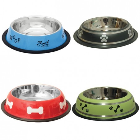 Tigela de comida e água para cães e gatos. Aço inoxidável com borracha antiderrapante. Vários modelos. Nº 2
