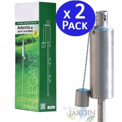 Lot de 2 Torches de Jardin en Acier Inox 115 cm - Durent toute la Nuit - Fermeture Anti-fuite