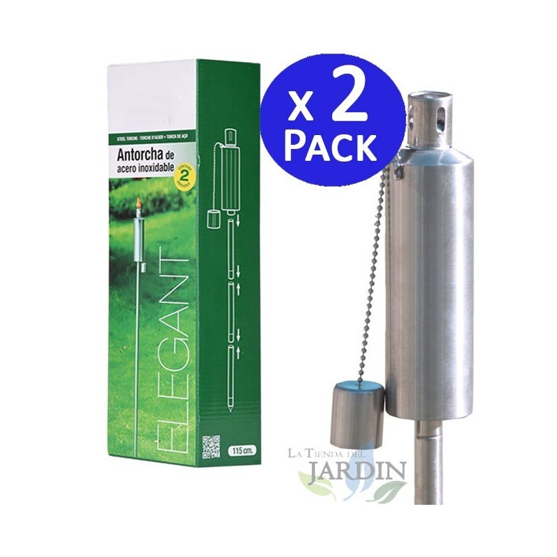 2er Pack x Edle Edelstahlfackel 115 cm