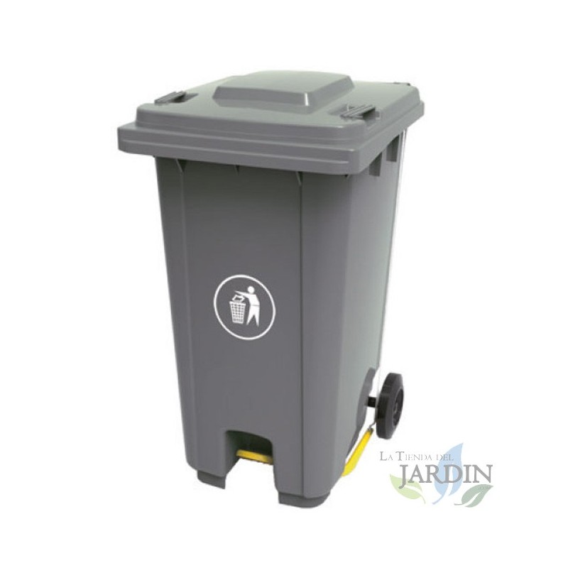 Lixeira de 120 litros com rodas de borracha para coleta seletiva, lixeira cinza 56x48x93 cm Lixeira de 120 litros com rodas de borracha para coleta seletiva, lixeira cinza 56x48x93 cm