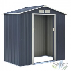 Abri de jardin en métal gris, Cabane de Jardin 2,71 m2, 213x127x195 cm