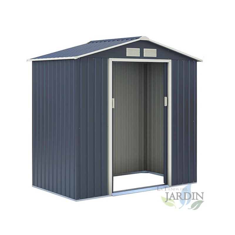 Abri de jardin en métal gris, Cabane de Jardin 2,71 m2, 213x127x195 cm