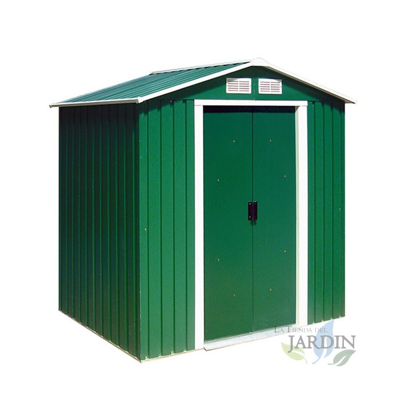 Abri de jardin en métal vert, Cabane de Jardin 2,71 m2, 213x127x195 cm