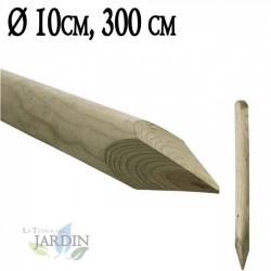 Tutor de madera con punta 300 cm, diámetro 10 cm