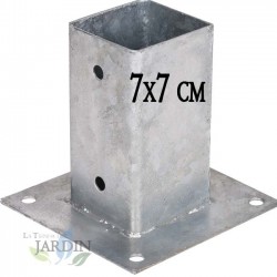 Metallischer quadratischer Anker 7x7 cm, Basis 15x15 cm. Ideal für Holzpfosten.