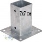 Ancrage métallique carré 7x7 cm, base 15x15 cm Support d'ancrage à Visser pour Poteau pour Béton, Clôtures, Gazebos