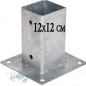 Ancrage métallique carré 12x12 cm, base 17,5x17,5 cm Support d'ancrage à Visser pour Poteau pour Béton, Clôtures, Gazebos