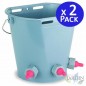 Set di 2 Secchio da 8 litri per agnelli e vitelli con 3 tettarelle . Alimentazione efficiente per agnelli e vitelli