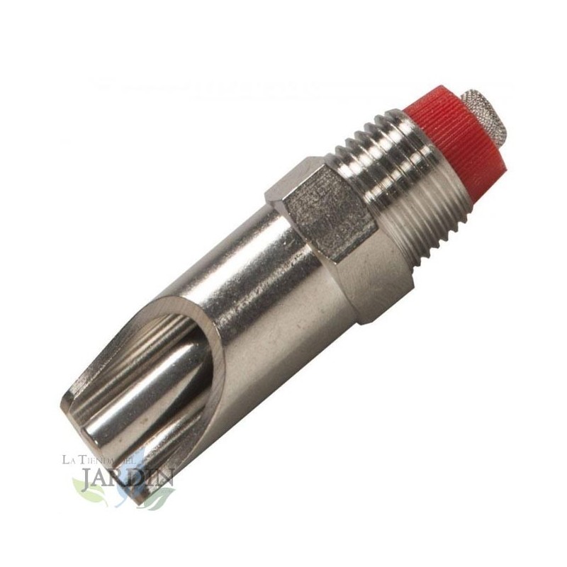 Bebedouro automático tipo nipple em aço inoxidável para suínos. Ideal para sistemas de irrigação automática em granjas.