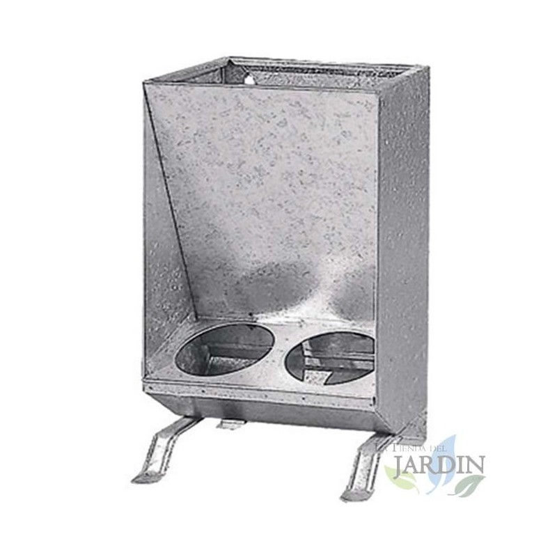 Tronco Zincato per Maiali e Suinetti, Distributore di Cibo con 2 Fori, 10 kg, 30 x 21 x 53 cm Tronco Zincato per Maiali e Suinetti, Distributore di Cibo con 2 Fori, 10 kg, 30 x 21 x 53 cm