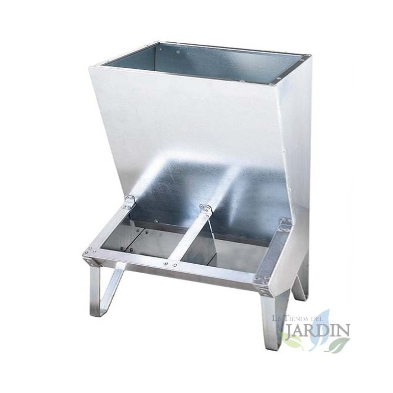 Tronco Zincato per Maiali, Distributore di Cibo con 2 Fori, 50 kg, 48 x 40 x 85 cm Tronco Zincato per Maiali, Distributore di Cibo con 2 Fori, 50 kg, 48 x 40 x 85 cm