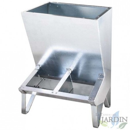 Alimentador dispensador de iscas com 2 compartimentos. Capacidade de 50 kg.
