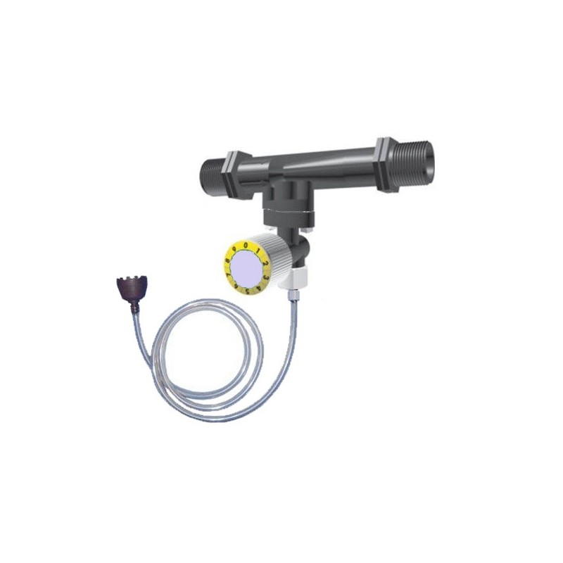 Düngerinjektor 32Ø 9mm mit Ventil. Maximale Bewässerungsdurchflussmenge 6000 l/h und Dünger 260 Liter bei 3 bar Druck Düngerinjektor 32Ø 9mm mit Ventil. Maximale Bewässerungsdurchflussmenge 6000 l/h und Dünger 260 Liter bei 3 bar Druck
