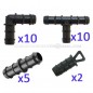 Pack Accesorios para Tuberia Riego por Goteo 16 mm negro: 10 Te + 10 Codo + 5 Enlace + 2 Tapón Pack Accesorios para Tuberia Riego por Goteo 16 mm negro: 10 Te + 10 Codo + 5 Enlace + 2 Tapón