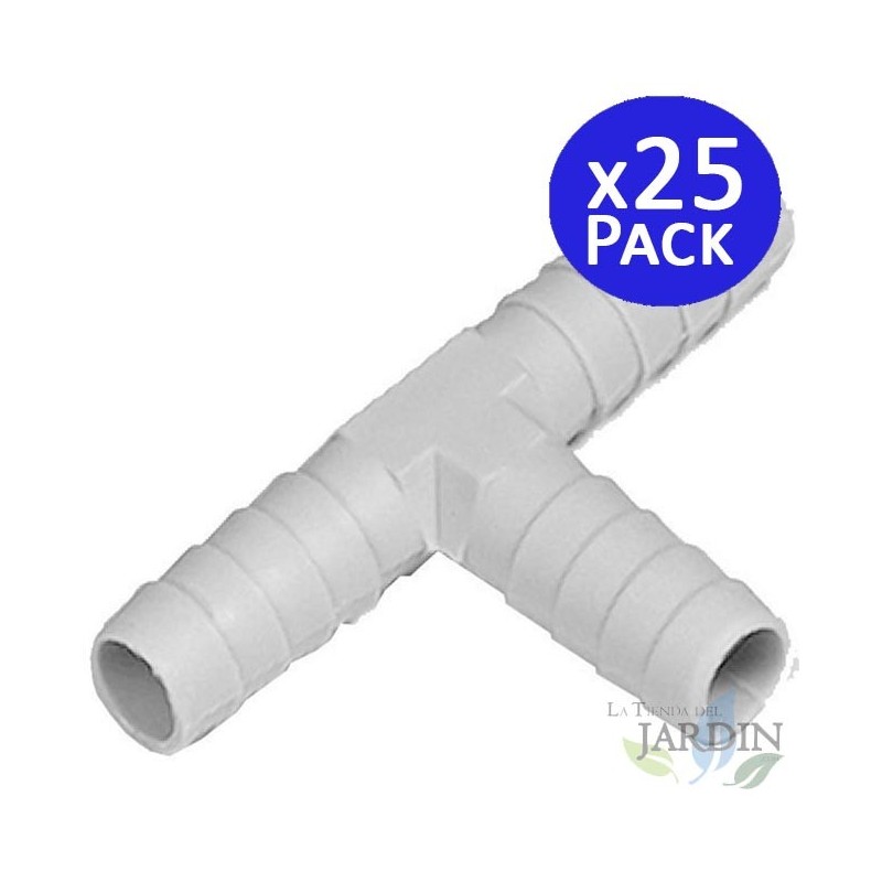Lot de 25 Te 10mm pour tuyau flexible pour les connexions dans les systèmes d'irrigation et d'eau Lot de 25 Te 10mm pour tuyau flexible pour les connexions dans les systèmes d'irrigation et d'eau