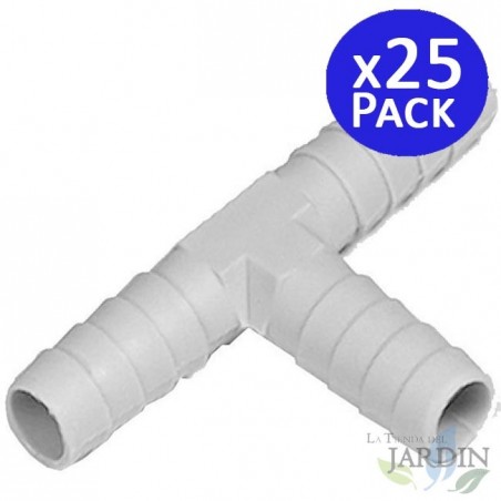 Lot de 25 Te 10mm pour tuyau flexible pour les connexions dans les systèmes d'irrigation et d'eau