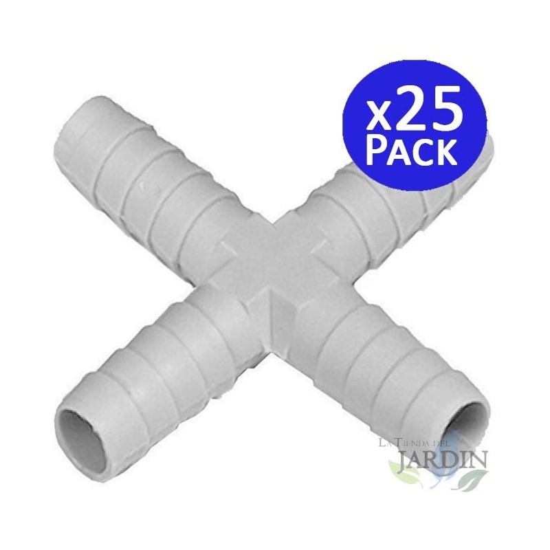 Lot de 25 Croix de 10 mm pour tuyau flexible pour les connexions dans les systèmes d'irrigation et d'eau