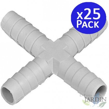 Lot de 25 Croix de 10 mm pour tuyau flexible pour les connexions dans les systèmes d'irrigation et d'eau