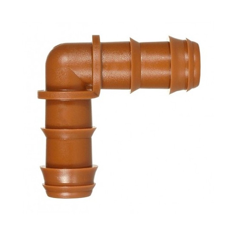 Codo Riego por Goteo 16mm | Codo conector tuberia 16 mm | Codo Goteo para Manguera de Riego 16mm marrón Codo Riego por Goteo 16mm | Codo conector tuberia 16 mm | Codo Goteo para Manguera de Riego 16mm marrón