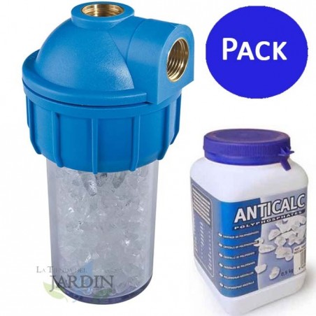 Filtro anticalcário para aquecedores e caldeiras 1/2" + 500g peça de reposição.