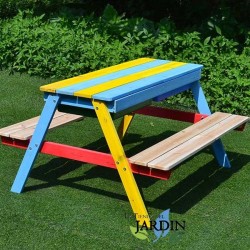 Tavolo da picnic per bambini 89x85x49 cm con panche