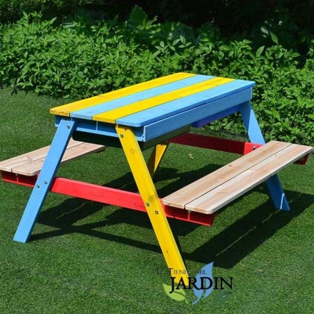 Mesa Picnic Infantil Madera 89x85x49 cm mobiliario ideal para uso en jardines, patios o terrazas