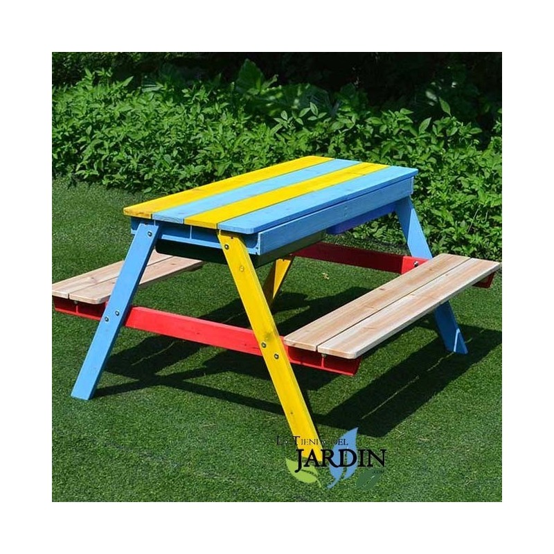 Mesa de piquenique infantil 89x85x49 cm com bancos