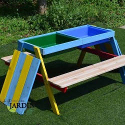 Kinder-Picknicktisch aus Holz 89x85x49 cm. Ideale Möbel für die Verwendung in Gärten, Höfen oder Terrassen.