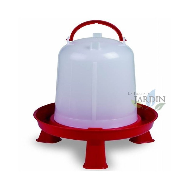 Bebedouro para pássaros com pés, 5 litros, vermelho, ideal para manter a água fresca e limpa para os pássaros.