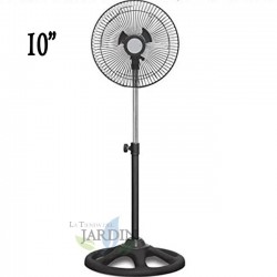 Ventilador de pé de 10" e 45 W com 3 velocidades e altura ajustável de até 1 metro