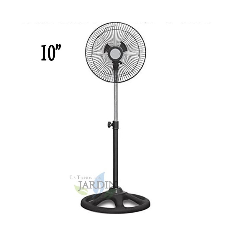 Ventilateur sur pied 10 avec 3 vitesses et hauteur réglable 1m