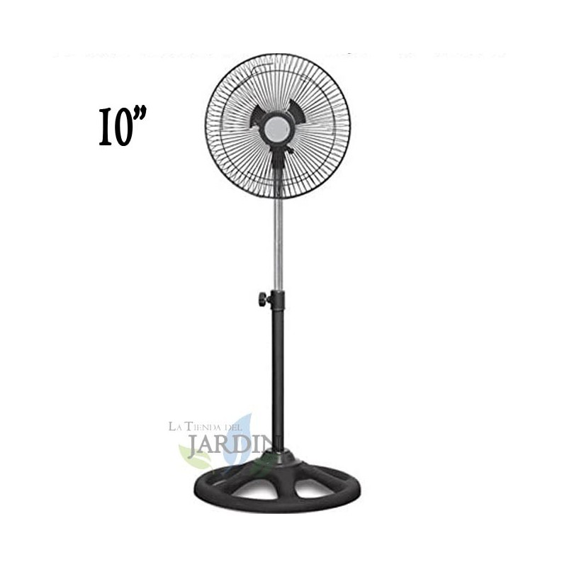 Ventilateur sur pied 10" 45 W avec 3 vitesses et hauteur réglable jusqu'à 1 mètre